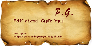 Páricsi György névjegykártya